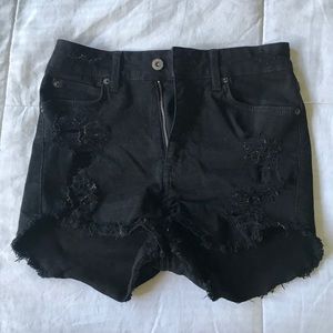 LF Carmar Black Destress Denim Shorts